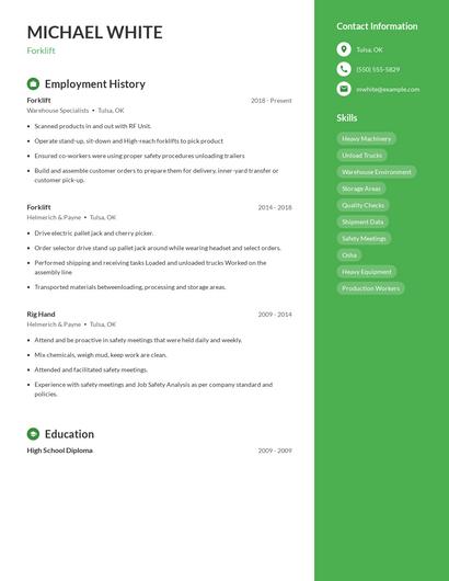 Forklift Resume