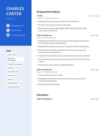 Forklift Resume