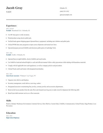 Forklift Resume