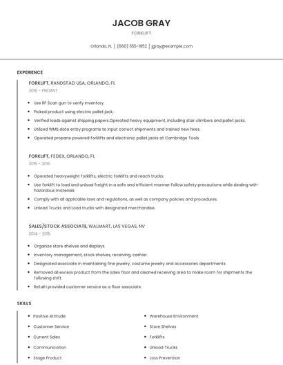 Forklift Resume