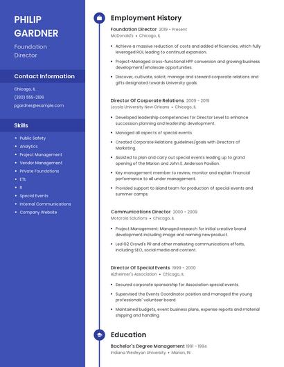 Foundation Director Resume