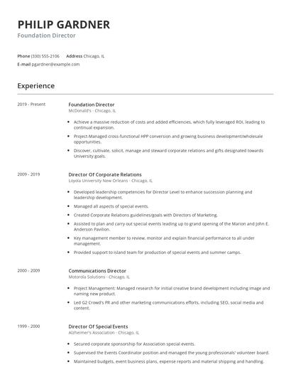 Foundation Director Resume