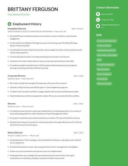 Foundation Director Resume