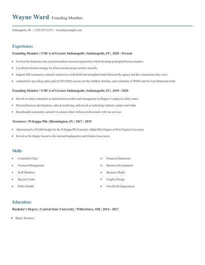 Founding Member Resume
