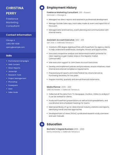Freelance Marketing Consultant Resume
