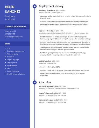 Freelance Translator Resume