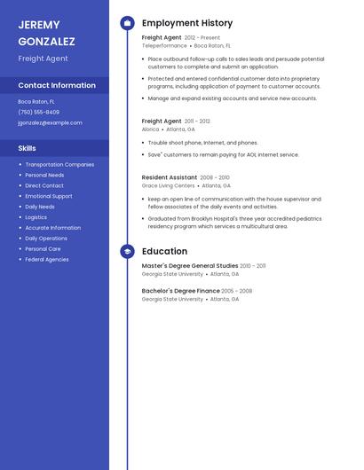 Freight Agent Resume