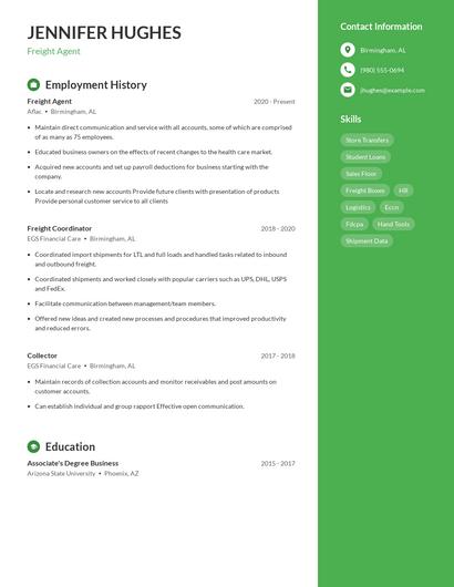 Freight Agent Resume