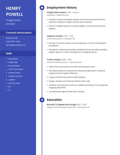 Freight Rate Analyst Resume