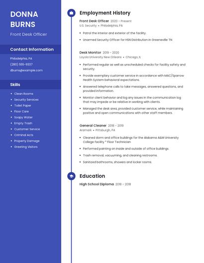 Front Desk Officer Resume