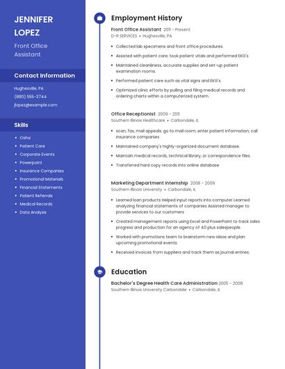 Front Office Assistant Resume