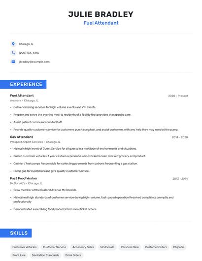 Fuel Attendant Resume