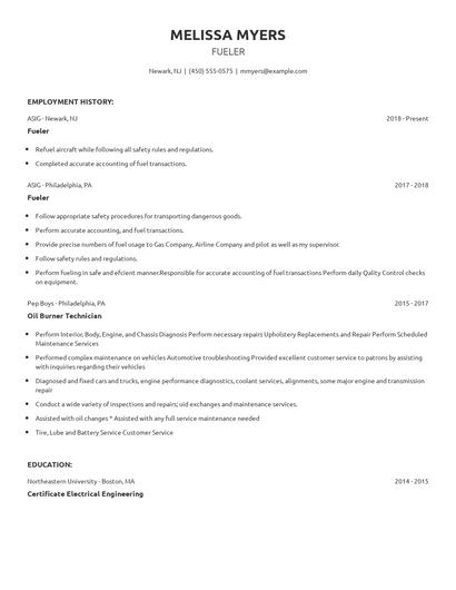 Fueler Resume