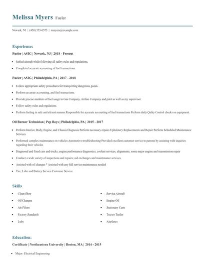 Fueler Resume