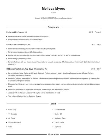 Fueler Resume