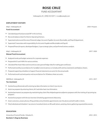 Fund Accountant Resume