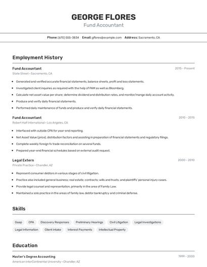 Fund Accountant Resume