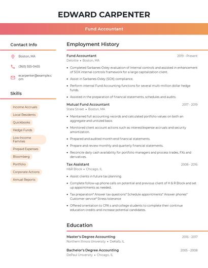 Fund Accountant Resume