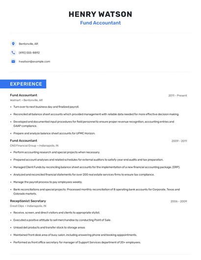 Fund Accountant Resume