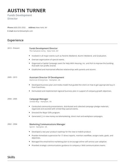 Funds Development Director Resume