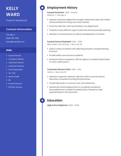 Funeral Assistant Resume