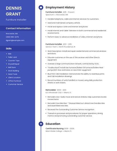 Furniture Installer Resume