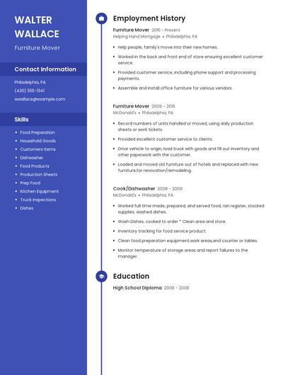 Furniture Mover Resume