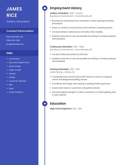 Gallery Attendant Resume
