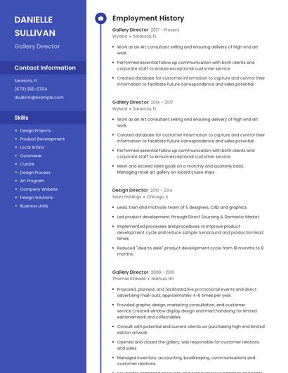 Gallery Director Resume