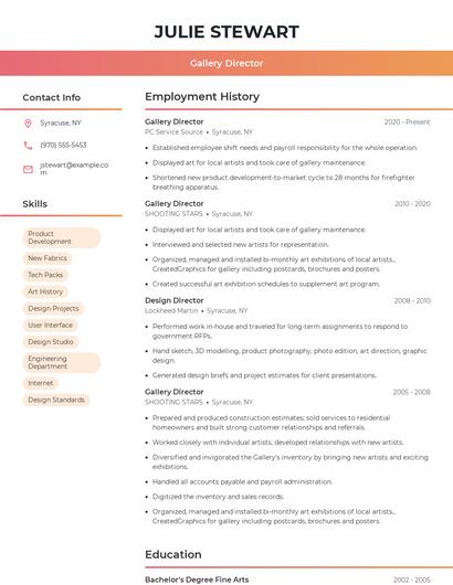 Gallery Director Resume