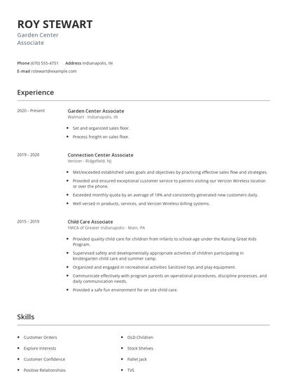 Garden Center Associate Resume
