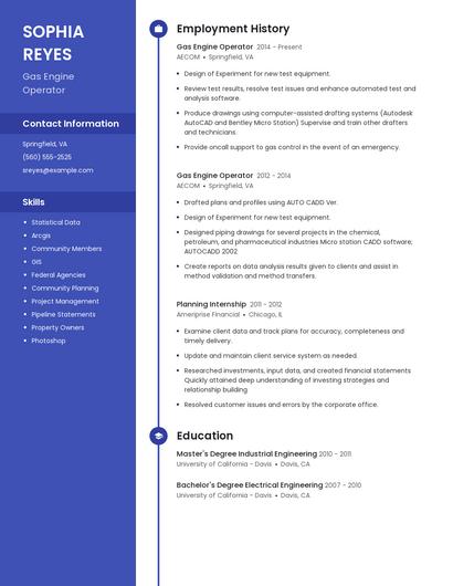 Gas Engine Operator Resume