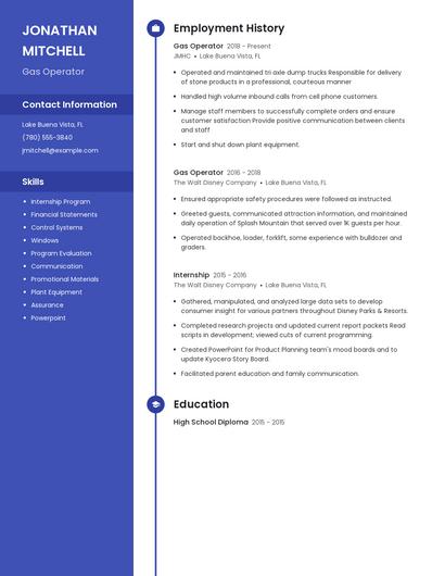 Gas Operator Resume