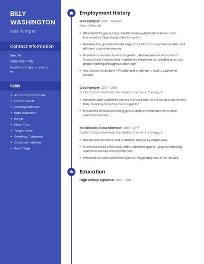Gas Pumper Resume