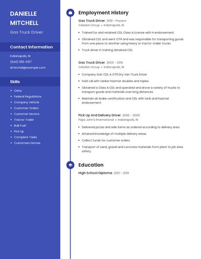 Gas Truck Driver Resume