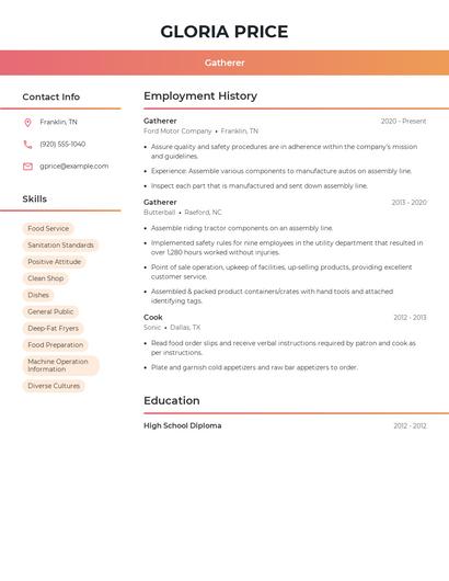 Gatherer Resume