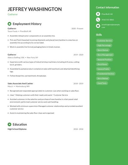 Gatherer Resume