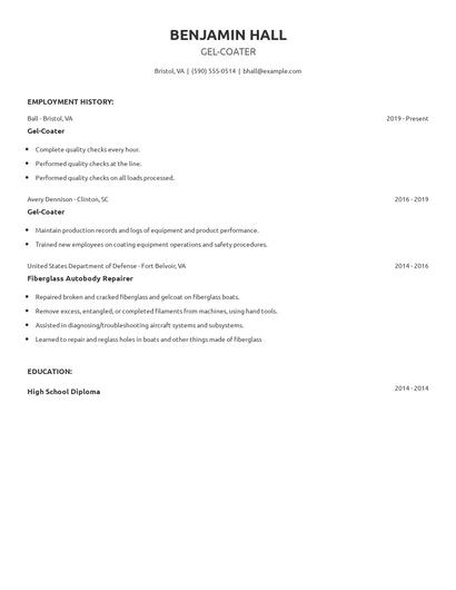 Gel-Coater Resume