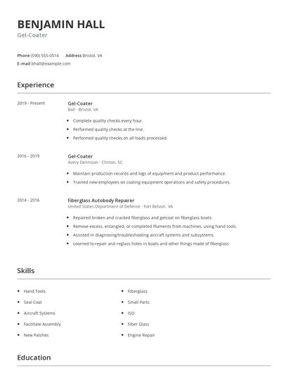 Gel-Coater Resume