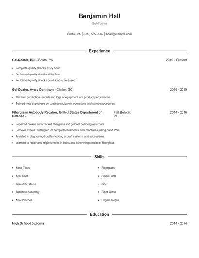 Gel-Coater Resume