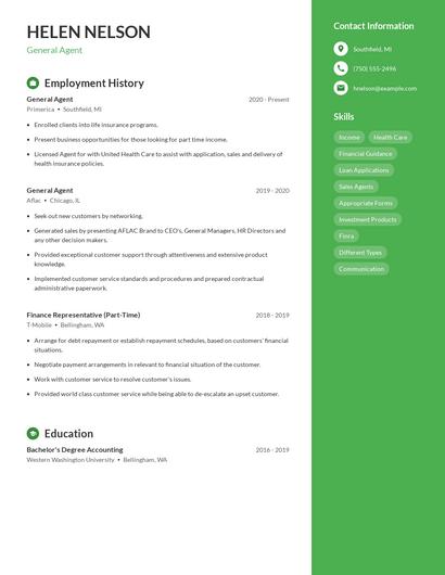 General Agent Resume