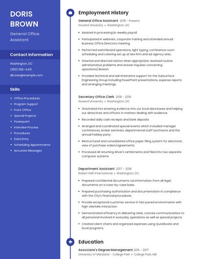 General Office Assistant Resume