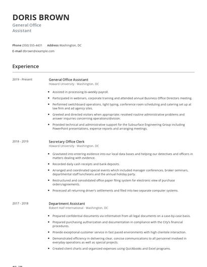 General Office Assistant Resume