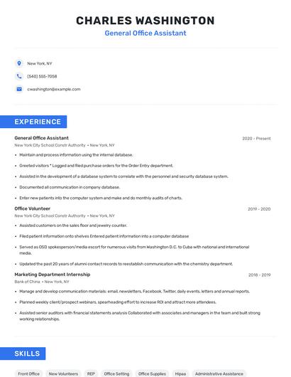 General Office Assistant Resume