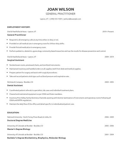 General Practitioner Resume