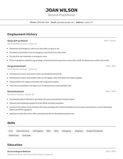 General Practitioner Resume