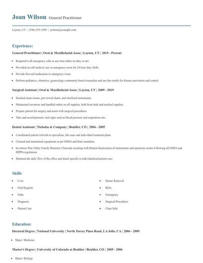 General Practitioner Resume