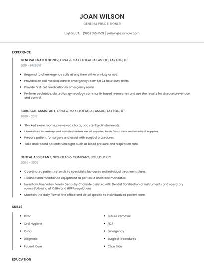 General Practitioner Resume