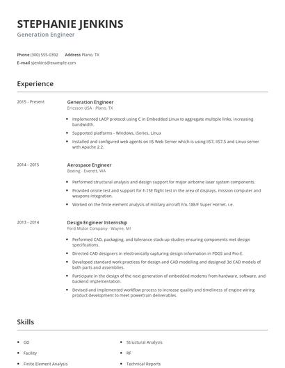 Generation Engineer Resume
