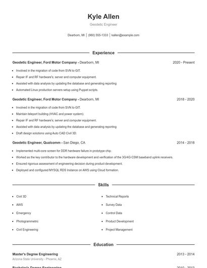 Geodetic Engineer Resume